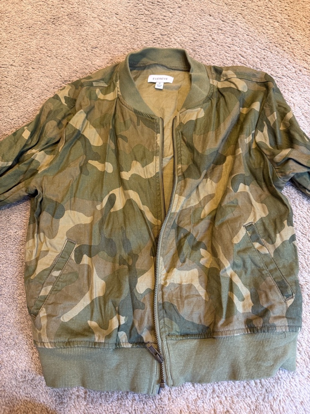 EVEREVE - Camo Bomber Jacket - Olive Green